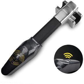 Amorin Steering Wheel Lock with Alarm and Light, Car Security Products Anti-theft Device, Heavy Duty Car Theft Prevention Lock Bar for Car SUV Black + Silver