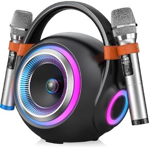 XZL Bluetooth Speaker with 2 Wireless Microphones, Karaoke Machine Portable PA System, Powerful, Crystal-clear Treble & Rich Bass, Adjustable Sound Effects, Loud Sound with Larger Coverage in Kuwait