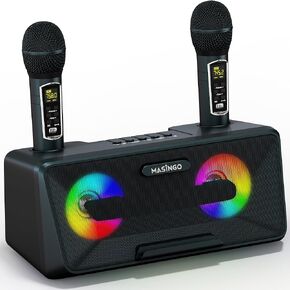 آلة كاريوكي ماسينجو للبالغين والأطفال مع 2 ميكروفونات لاسلكية، ومكبر صوت بلوتوث محمول للغناء، وأضواء LED ملونة، ونظام PA، وحامل هاتف لعرض الكلمات، وكابل تلفزيون. المعزوفة G2 in Kuwait