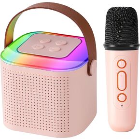 Karaoke Machine for Kids & Adults， Mini Portable Bluetooth Karaoke Speaker with 1 Wireless Mics ，Gifts Toys for Girls Boys Family Home Party，Birthday Party（Black+1Mic）