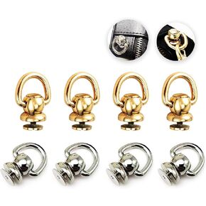 D Ring for Purse Leather Rivets 8pcs Metal Ball Studs Screw Rivets for Leather 360°Rotatable Handbag Hardware for Purse Making Backpack Phone Case Dog Collar DIY Leather Craft Accessories-2 Colors