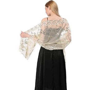 TONGFANTFL Women's 1920s Shawls and Wraps for Evening Dresses Sparkling Wedding Scarf Fringe Stole for Bride and Bridesmaid