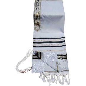 Talitnia Acrylic Tallit (Imitation Wool) Prayer Shawl Black and Gold Stripes in Size 24" Long and 72" Wide
