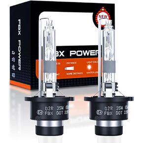 FBX D2R Xenon HID Car Headlight Bulbs 12V 35W 6500K Diamond White Light Bulb, For OEM 66040 66240 85122 Hi/Lo Beam Replacement Lighting Kits. [2 Pcs] [Two-year warranty]