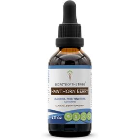Secrets of the Tribe Hawthorn Berry Tincture Alcohol-Free Extract, Hawthorn Berry (Crataegus spp.) Dried Berry 2 oz