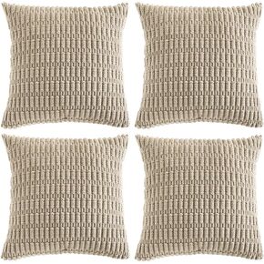 Fancy Homi 4 Packs Boho Black Decorative Throw Pillow Covers 12x12 Inch for Living Room Couch Bed Sofa, Rustic Modern Farmhouse Home Decor, Soft Plush Corduroy Cute Square Cushion Case 30x30 cm