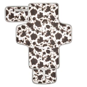 GOODOLD Portable Changing Pad for Baby - Black Cow Travel Diaper Changing Pad Waterproof Changing Mat with Built-in Pillow - Baby Shower Gifts