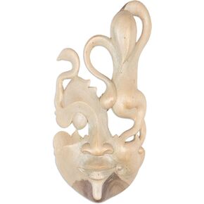 NOVICA Decorative Modern Hibiscus Wood Mask, Beige, Enigma'