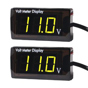 2Pcs DC 12V Car Digital Voltmeter Gauge LED Display DC 5-28V Voltage Mete Waterproof Voltage Display Voltmeter Gauge Meter Power Energy LED Volt Meter for Car Motorcycle (Blue)
