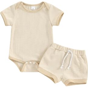 Lnzyyephy Newborn Baby Girl Clothes Summer Fly Sleeve Letter Print Romper Tops + Ruffle Bloomers Shorts Infant Outfits Set