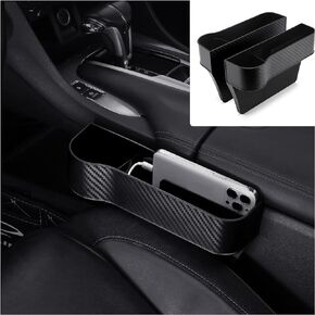 IHOTDER 2PCS Car Seat Gap Filler Organizer,Cool Carbon Fiber Car Gap Filler Between Seat and Console for Tightly Filling Seat Gaps,Multifunctional Car Storage Organizer for Cup Phone Key