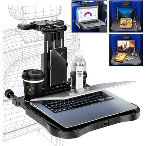 zorunowa Car Back Seat Tray Table-Stable Auto Backseat Food Trays Desk for Rear Passenger Road Trip Eating & Work, Multifunctional Adjustable Travel Tray with Phone Drink Holder for Laptop iPad