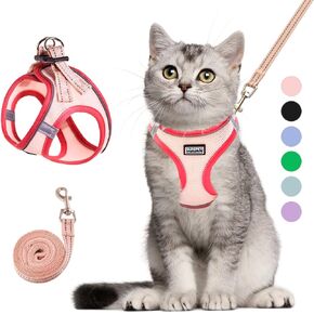 Cat Harness and Leash Set, Soft and Breathable Vest with Reflective Strip, Escape Proof Kitten Harness, Easy to Wear for Cats Walking and Traveling (Orange, XXS)