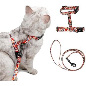 Outdoor Cat Harness and Leash for Walking Small Cats and Kittens, H-Type Escape Proof Cat Harness with 3.9 ft Leash, Adjustable Cute Kitten Harness and Leash Set, Mooipur Pink