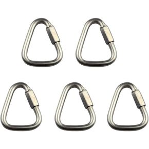 Ayunwei Delta Quick Link Stainless Steel Triangle Quick Links D Shape Locking Carabiners, Heavy Duty Carabiner Clips, Opening Chian Connector for Swings Hammock Backpack Chandelier of 5 Pcs
