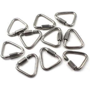 Flomore M5 Delta Quick Link 304 Stainless Steel Triangle Quicklink Chain Connector Screw Lock Carabiner Pack of 10