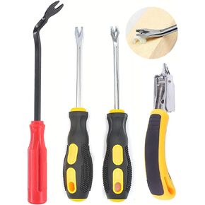 CLcsfwk 4Pcs Upholstery and Construction Staple Remover with Tack Puller Tool, Nail Puller, Carpet Nail Remover, Heavy Duty Staple Puller Remover, for Furniture Floor Wooden Case Carton Photo Frame