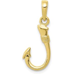 Solid 10k Yellow Gold Fish Hook Pendant Charm