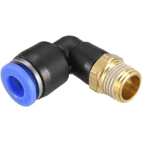 uxcell Push to Connect Tube Fitting Male Elbow 6mm Tube OD x G1/8 Thread Pneumatic Air Push Fit Lock Fitting Blue