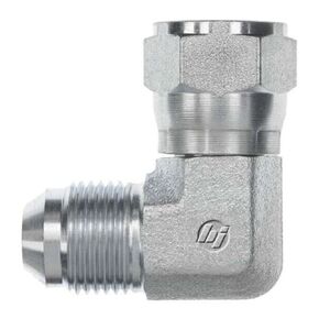 Brennan Industries 6500-10-12-FG Forged Steel 90 Degree Elbow Tube Fitting, 7/8"-14 SAE x 1-1/16"-12 SAE Thread, 5/8" Male JIC x 5/8" Female JIC Swivel