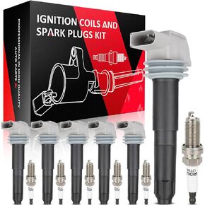 SCITOO 6 ignition coils + 6 iridium Spark Plugs,for Porsche Cayman 2.9L 2009-2012,for Cayman 2.7L 2014-2016,for Boxster 2.7L/3.4L 2013-2016,for 911 3.8L 2009-2017,for 911 3.4L 2012-2016 UF641