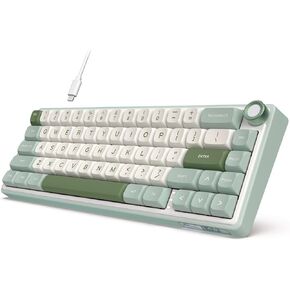 RK ROYAL KLUDGE R65 Wired Mechanical Keyboard with Volume Knob, 60% Percent RGB Backlit Gasket Mount Gaming Keyboard with PBT Keycaps, MDA Profile, QMK/VIA, 66 Keys Hot Swappable Cream Switch, Cyan