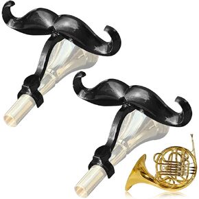 [2 Pack] Clip-On Mustache For French Horns - Includes Protective Case - Made To Fit All French Horn Mouthpieces - Perfect Accessory For Young Musicians