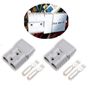 1 Set 50Amp 2 Poles Power Connector Plug Red w/Terminals for #10/12 AWG Wire Anderson Compatible [2 housing+4 Terminal pins] (pin for #10/12 awg Wire, Red)