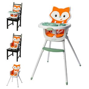 Infantino Grow-with-Me 4-in-1 Convertible High Chair, Fox-Theme, Space-Saving Design, Booster and Toddler Chair for Infants & Toddlers 3M-36M
