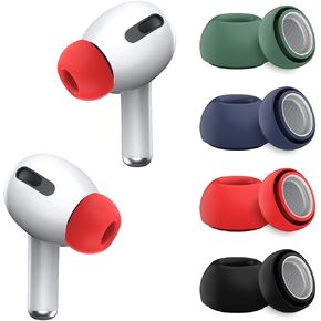[4-Pair] Ear Tips for Airpods Pro & Airpods Pro 2nd Generation Ear Tips (Silicone), Anti Slip Soft Silicone Airpods Pro Replacement Ear Tips Fit in The Charging Case (Black/Blue/Red/Green)