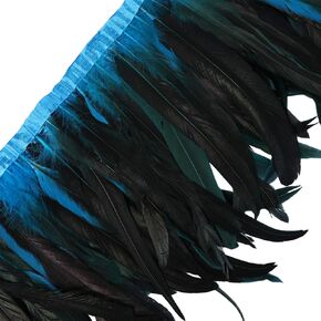 AWAYTR Rooster Hackle Feather Trim 10-12 inches Width for DIY Sewing Crafts Pack of 1 Yard (Black)