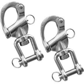 RANYUSS Pair of Swivel Eye Snap Shackle Quick Release Bail Rigging Sailing Boat Marine 316 Stainless Steel for Sailboat Spinnaker Halyard