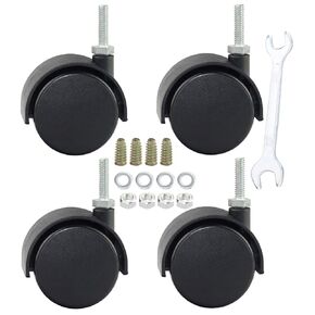 DICASAL 2" Shelving Caster, Swivel Stem Caster Wheel with 1/4" - 20 x 1" Thread Stem for Small Shelf and Furniture Pack of 4(with Brakes)