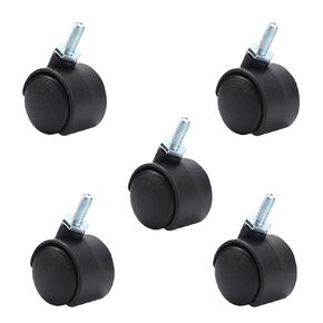 MroMax 1.14 inch Wheel Dia PP Swivel Caster Wheels Plastic 360 Degree 8mm x 13mm Threaded Stem Caster Twin Wheel 29mm for Office Chair Commodity Shelf Black Tone Without Brake 10Pcs