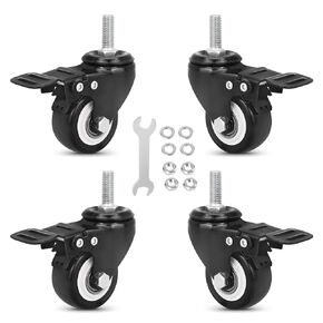 1.5"Stem casters Set of 4 Heavy Duty Inch Threaded Stem 3/8"- 16 x 1" casters Wheels Furniture Wheels,300Lbs