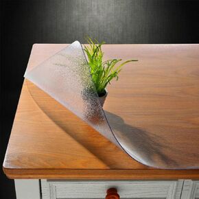 NECAUX 17 x 32 Inch Clear Table Protector, 1.5mm Thick Plastic Waterproof Desk Pad Table Cover Tablecloth Placemats for Dining Table Writing Desk Side Table End Table Night Stand Dresser Vanity Decor