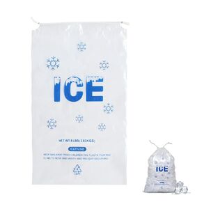 Belinlen 100 PACK 5 lb. Plastic Drawstring Ice Bags 9 x 17 Inch Heavy-Duty Plastic Ice Bags with Plastic Draw String (2mil Thickness)