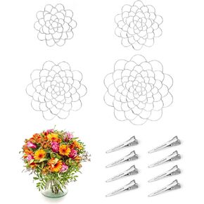 DARCKLE Flower Arrangement Holder with 8 Clips, 4/5/6/7 Inch Stainless Stee Flower Arranger Lid for Bouquets Stems Plant Fixation in Kuwait
