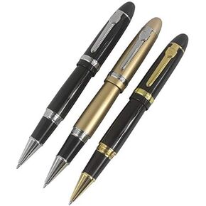 3 PCS Jinhao 159 Big Barrel Rollerball Pens in 3 Colors(Red, White,Green) Pen Set Well Balance Smooth Writing, with Transparent Pen Pouch