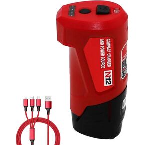 Tool Army M12 Portable Power Adapter & Power Station 48-59-1201, 49-24-2310 Compatible with Milwaukee M-12 12V Heated Jacket Battery, MIL-M12
