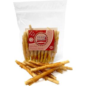 Rena's Recipe Chicken Twisty Sticks (8 oz) Rawhide Free Chicken Wrapped Soft Chews with Glucosmine Added