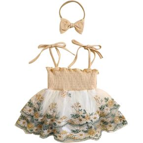 ZAXARRA Infant Baby Girl Romper Sleeveless Strap Pleated Baby Bodysuit Tulle Romper Dress Spring Summer Clothes