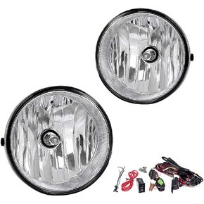 Driving Fog Lights Lamps Replacement for 2005-2011 Toyota Tacoma, 2007-2012 Toyota Tundra, 2004-2006 Toyota Solara with H10 12V 42W Halogen Bulbs & Wiring Harness Kit (Clear Lens)