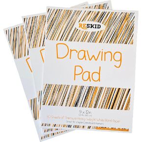 Reskid Kids Drawing Pads - 3 Pack of 9x12 Inch with 50 Sheets Each - Removable Pages for Easy Display and Preservation, Perfect for Young Artists