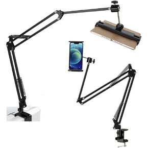 حامل تابلت للسرير، حامل تابلت قابل للطي للمكتب، مشبك ذراع تابلت مرن متوافق مع iPad/iPhone15/iPad Pro/N-Switch، أو Kindle Fire، أو غيرها من 4.5 إلى 12.9 بوصة للقراءة والمشاهدة والبث المباشر in Kuwait