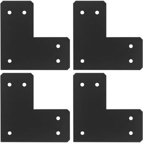 4 Pcs Flat L Tie Plates, 10-1/2" L x 5"W, Flat Corner Brace for 6x6 Post, L Shaped Beam Brackets, Thickness 2.6mm