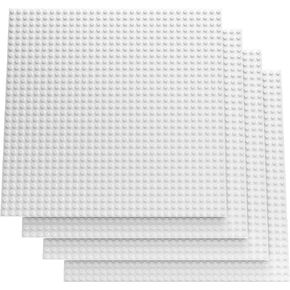 Classic 32 x 32 (10" x 10") 2-Sided Building Brick Plate - Pack of 4 Multipack for Toy Bricks, Classroom, Display Table - Compatible with All Major Brands (Black)