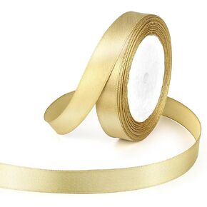 1 Roll Gold Double Faced Satin Ribbon 24 Yards Satin Fabric Silk Ribbon Use for Crafts, Bows Bouquet, Gift Wrapping, Wedding Decoration, Flower Bouquet, Holiday Decorating (0.6 Inch /1.5cm Wide)