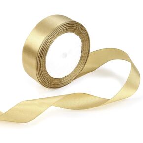 1 Roll Gold Double Faced Satin Ribbon 24 Yards Satin Fabric Silk Ribbon Use for Crafts, Bows Bouquet, Gift Wrapping, Wedding Decoration, Flower Bouquet, Holiday Decorating (0.6 Inch /1.5cm Wide) in Kuwait