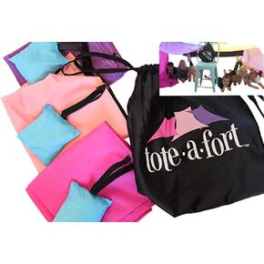 Tote a Fort Princess Blanket Fort Building Kit for Kids, 3 Blanket TOTEAFORT Toy, Make a Portable Playhouse, Play Tent Boy and Girl Indoor Outdoor Build Set, STEM Children Toy, Ages 4, 8, 12 +